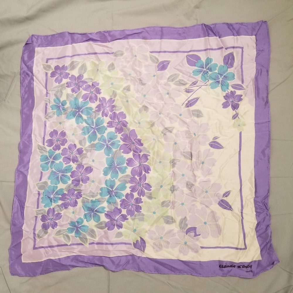 Vintage Claude d'Arcy Paris Floral Scarf